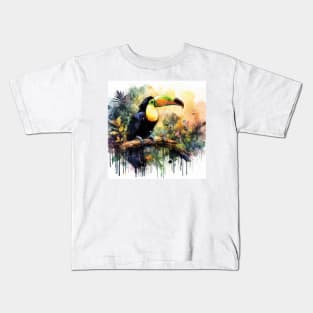 Colorful parrot sitting in the rain forest Kids T-Shirt